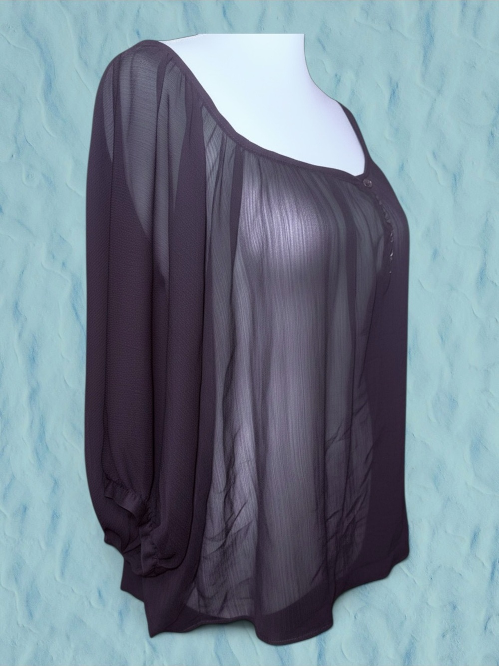Express Sheer Off-Shoulder Blouse in Sheer Black